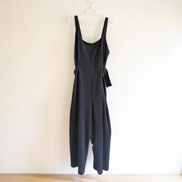 Black Sleeveless Wide-Leg Jumpsuit W Adjustable Side Straps- S - Picture 2 of 8